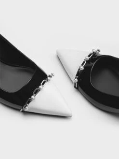 Patent Pearl Chain-Link Slingback Pumps -Charles & Keith 2023 L6 CK1 61720161 J5 7