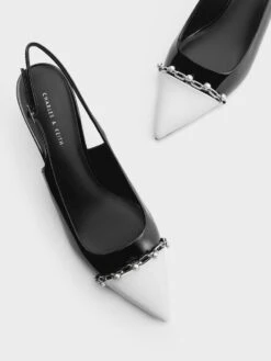 Patent Pearl Chain-Link Slingback Pumps -Charles & Keith 2023 L6 CK1 61720161 J5 8