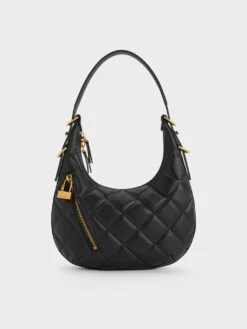 Swing Padlock Quilted Crescent Bag