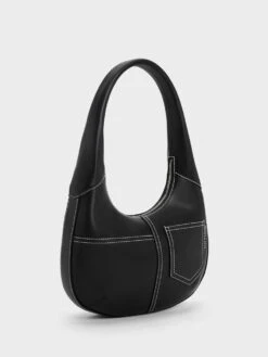 Anthea Contrast-Trim Curved Hobo Bag -Charles & Keith 2023 L6 CK2 40782191 01 3