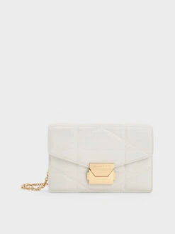 Blanche Chevron Chain-Strap Clutch