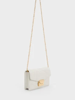 Blanche Chevron Chain-Strap Clutch 9 Blanche Chevron Chain-Strap Clutch -Charles & Keith 2023 L6 CK2 70770615 03 3