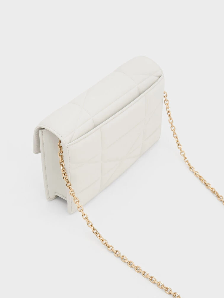Blanche Chevron Chain-Strap Clutch 5 Blanche Chevron Chain-Strap Clutch - Image 5