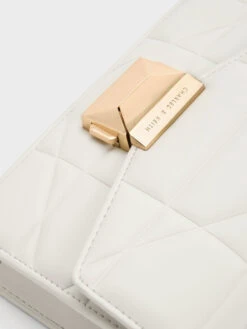 Blanche Chevron Chain-Strap Clutch 12 Blanche Chevron Chain-Strap Clutch -Charles & Keith 2023 L6 CK2 70770615 03 7