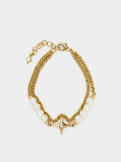 Estelle Star & Pearls Double Chain-Link Bracelet