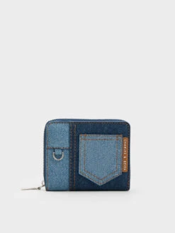 Anthea Contrast-Trim Denim Wallet