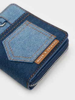 Anthea Contrast-Trim Denim Wallet -Charles & Keith 2023 L6 CK6 10681101 D1 5