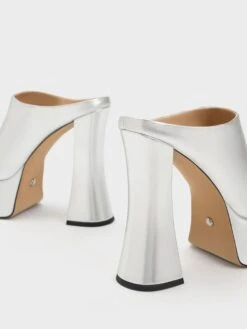 Delphine Leather Metallic Platform Mules -Charles & Keith 2023 L6 SL1 60280444 07 5
