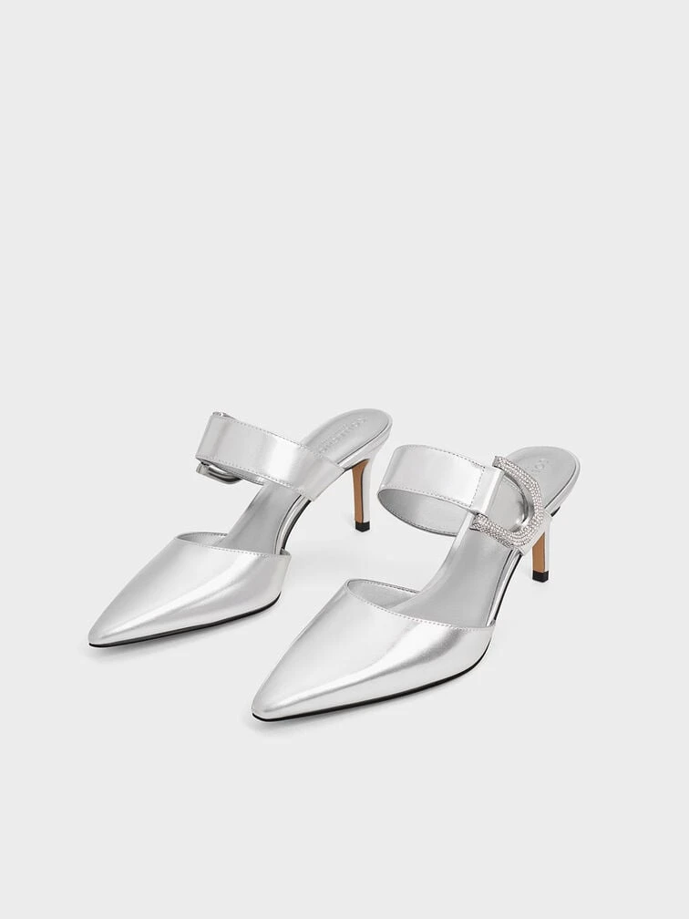 Gabine Leather Metallic Crystal-Embellished Mule Pumps 2 Gabine Leather Metallic Crystal-Embellished Mule Pumps - Image 2