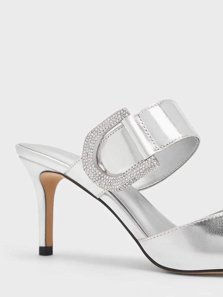 Gabine Leather Metallic Crystal-Embellished Mule Pumps 4 Gabine Leather Metallic Crystal-Embellished Mule Pumps - Image 4