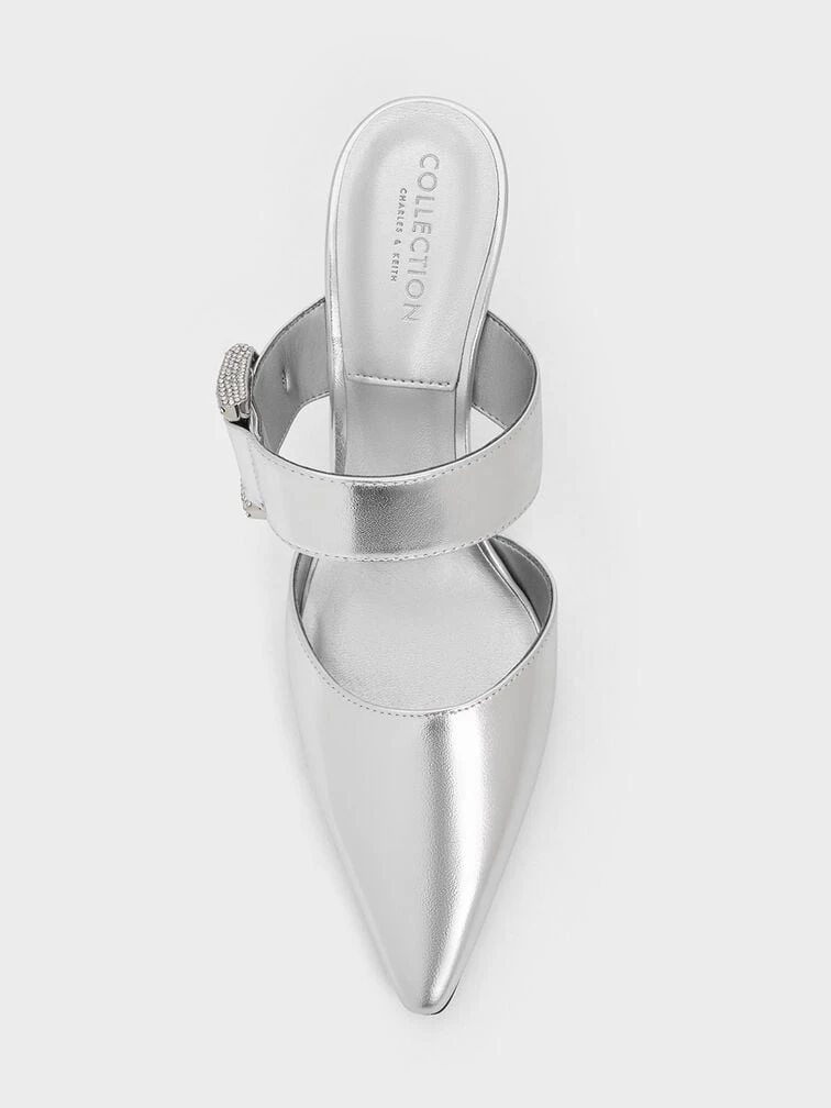 Gabine Leather Metallic Crystal-Embellished Mule Pumps 5 Gabine Leather Metallic Crystal-Embellished Mule Pumps - Image 5