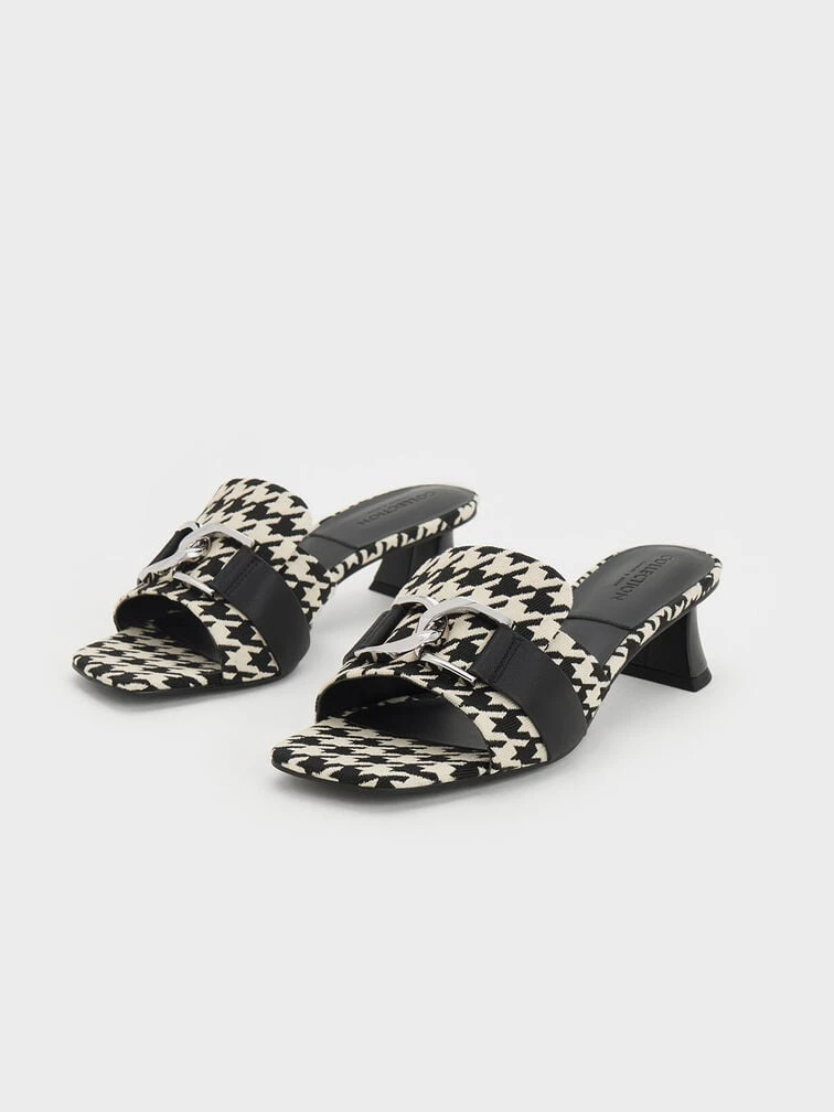 Gabine Houndstooth Leather Heeled Mules 3 Gabine Houndstooth Leather Heeled Mules - Image 3