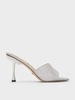 Demi Glittered Metallic Heel Mules