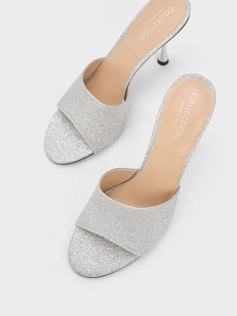 Demi Glittered Metallic Heel Mules 7 Demi Glittered Metallic Heel Mules - Image 7