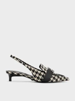 Gabine Leather Houndstooth Slingback Pumps