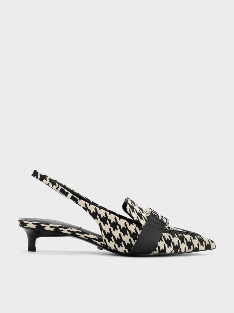 Gabine Leather Houndstooth Slingback Pumps 1 Gabine Leather Houndstooth Slingback Pumps