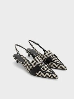 Gabine Leather Houndstooth Slingback Pumps 9 Gabine Leather Houndstooth Slingback Pumps -Charles & Keith 2023 L6 SL1 61900019 24 3