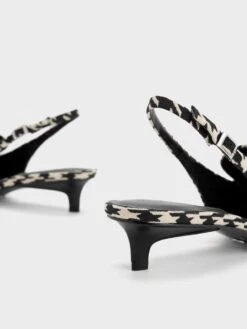 Gabine Leather Houndstooth Slingback Pumps 11 Gabine Leather Houndstooth Slingback Pumps -Charles & Keith 2023 L6 SL1 61900019 24 5