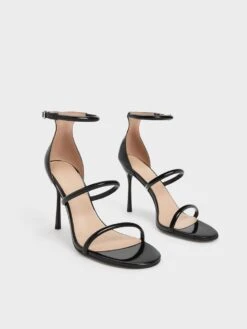 Patent Leather Triple Strap Heeled Sandals 9 Patent Leather Triple Strap Heeled Sandals -Charles & Keith 2023 L6 SL1 61900020 J5 3
