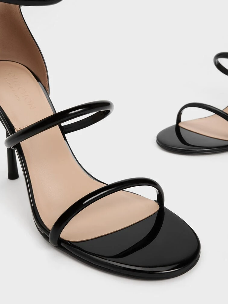 Patent Leather Triple Strap Heeled Sandals 6 Patent Leather Triple Strap Heeled Sandals - Image 6