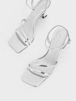 Metallic Strappy Trapeze Heel Sandals -Charles & Keith 2023 L7 CK1 60190327 07 8