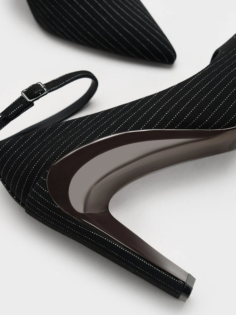 Devon Striped Metallic Blade-Heel Pumps 4 Devon Striped Metallic Blade-Heel Pumps - Image 4