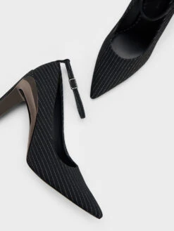 Devon Striped Metallic Blade-Heel Pumps 9 Devon Striped Metallic Blade-Heel Pumps -Charles & Keith 2023 L7 CK1 60361481 66 8