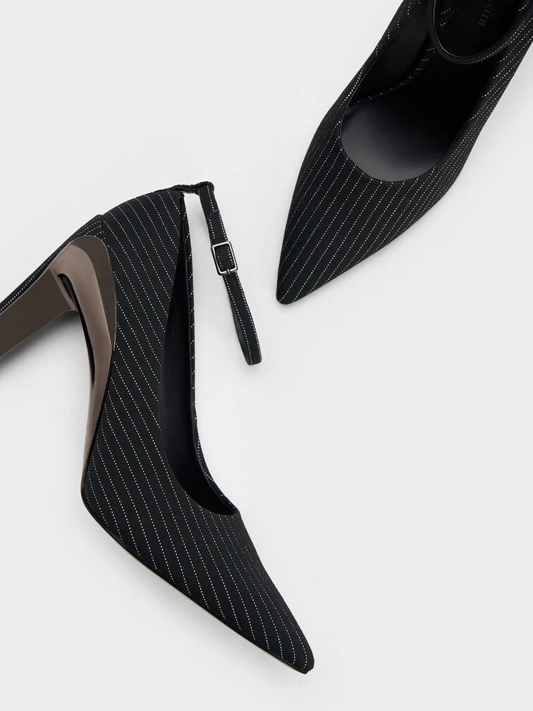 Devon Striped Metallic Blade-Heel Pumps 5 Devon Striped Metallic Blade-Heel Pumps - Image 5