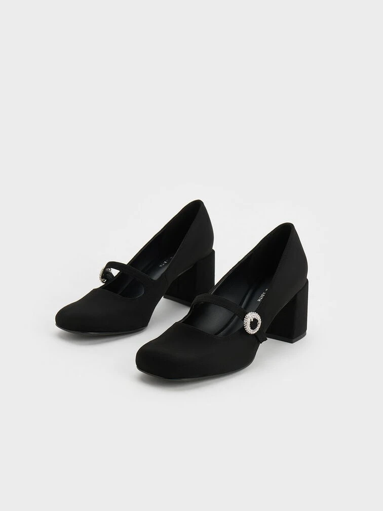 Textured Crystal-Embellished Mary Jane Pumps 2 Textured Crystal-Embellished Mary Jane Pumps - Image 2