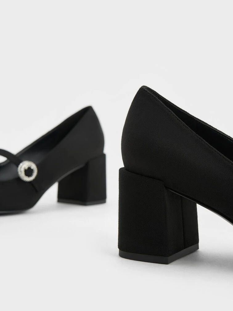 Textured Crystal-Embellished Mary Jane Pumps 3 Textured Crystal-Embellished Mary Jane Pumps - Image 3