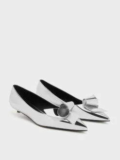 Metallic Sculptural Knot Pointed-Toe Flats -Charles & Keith 2023 L7 CK1 60361492 07 3