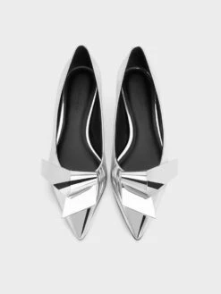 Metallic Sculptural Knot Pointed-Toe Flats -Charles & Keith 2023 L7 CK1 60361492 07 8