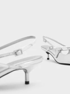 Metallic Buckle-Strap Kitten Heel Slingback Pumps -Charles & Keith 2023 L7 CK1 61720170 07 5