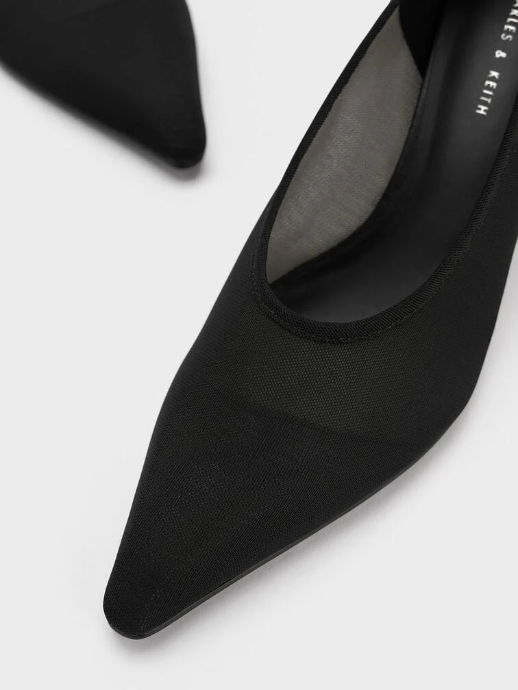 Mesh Slant-Heel Pointed-Toe Pumps 3 Mesh Slant-Heel Pointed-Toe Pumps - Image 3