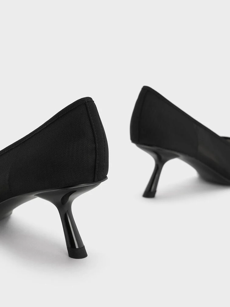 Mesh Slant-Heel Pointed-Toe Pumps 4 Mesh Slant-Heel Pointed-Toe Pumps - Image 4