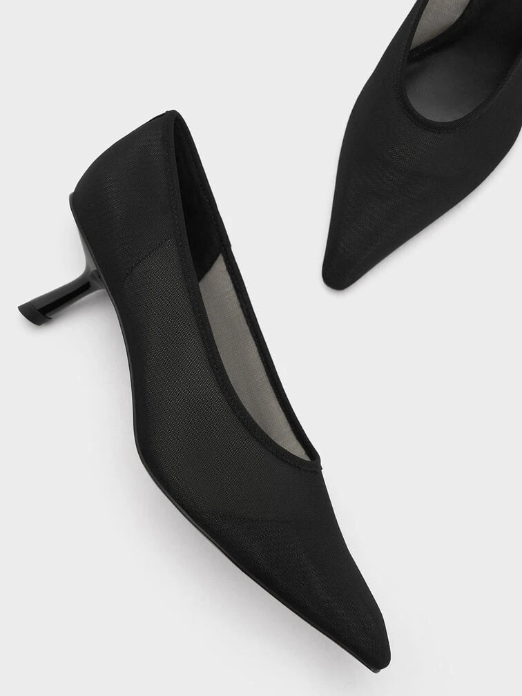 Mesh Slant-Heel Pointed-Toe Pumps 5 Mesh Slant-Heel Pointed-Toe Pumps - Image 5