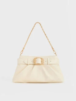 Avis Belted Ruched Shoulder Bag