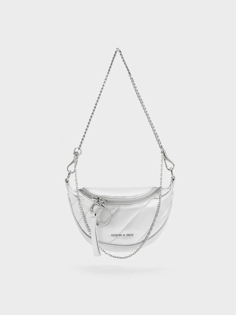 Philomena Metallic Half-Moon Crossbody Bag 1 Philomena Metallic Half-Moon Crossbody Bag