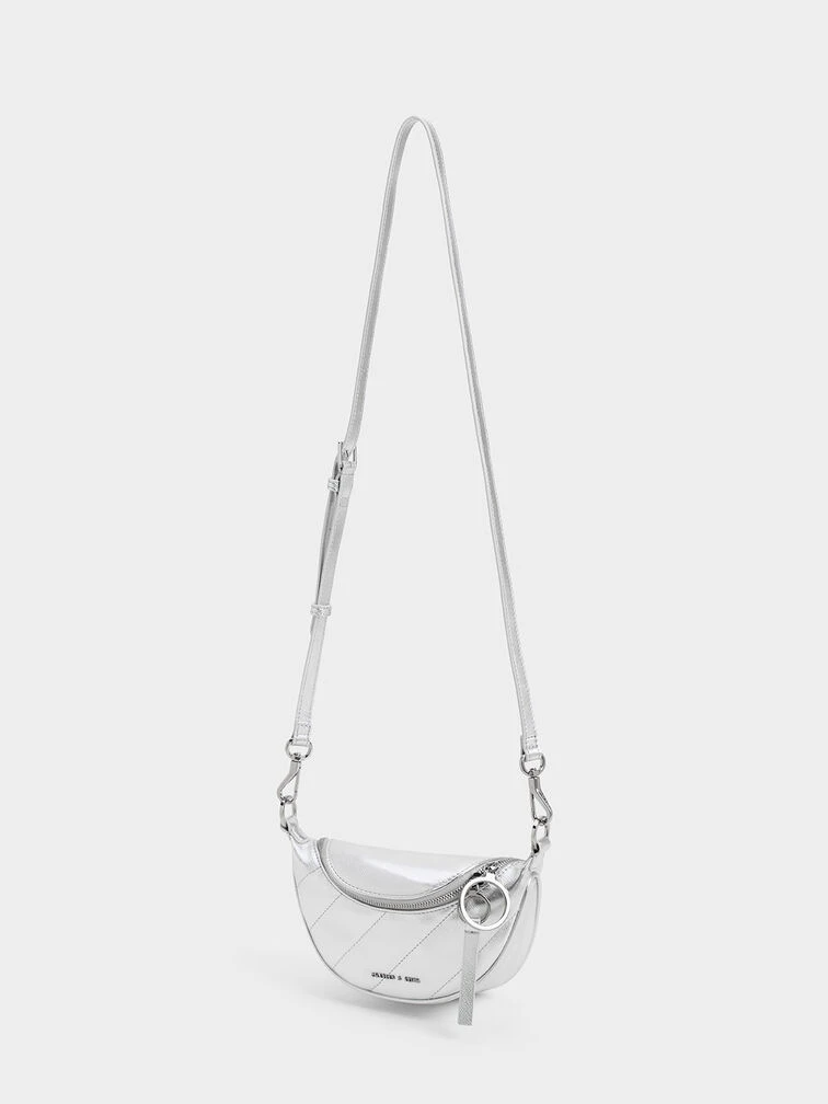 Philomena Metallic Half-Moon Crossbody Bag 3 Philomena Metallic Half-Moon Crossbody Bag - Image 3