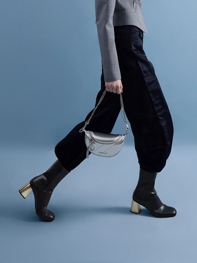 Philomena Metallic Half-Moon Crossbody Bag 4 Philomena Metallic Half-Moon Crossbody Bag - Image 4