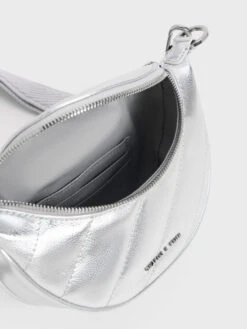 Philomena Metallic Half-Moon Crossbody Bag 13 Philomena Metallic Half-Moon Crossbody Bag -Charles & Keith 2023 L7 CK2 80151325 07 8