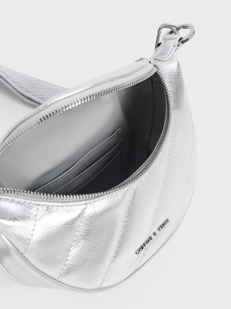 Philomena Metallic Half-Moon Crossbody Bag 7 Philomena Metallic Half-Moon Crossbody Bag - Image 7