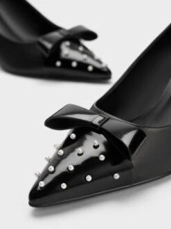 Leather Pearl-Embellished Pointed-Toe Heels 13 Leather Pearl-Embellished Pointed-Toe Heels -Charles & Keith 2023 L7 SL1 60280449 1 01 8