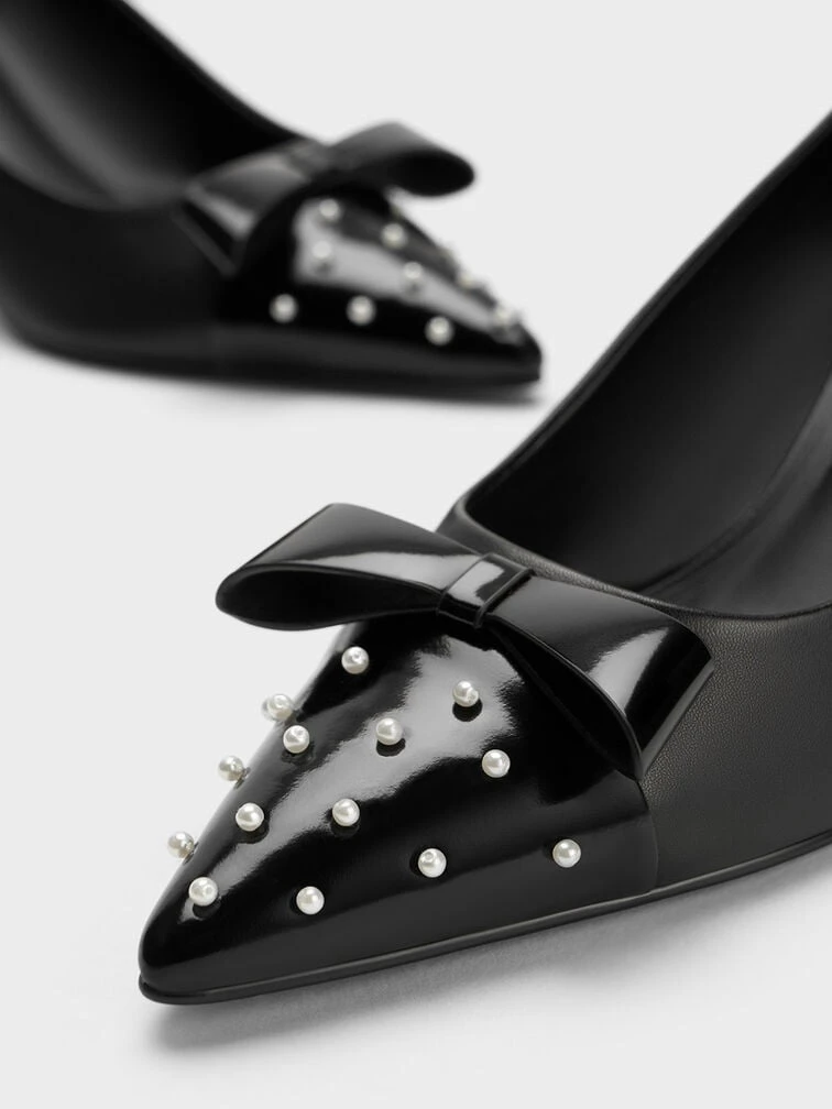 Leather Pearl-Embellished Pointed-Toe Heels 7 Leather Pearl-Embellished Pointed-Toe Heels - Image 7