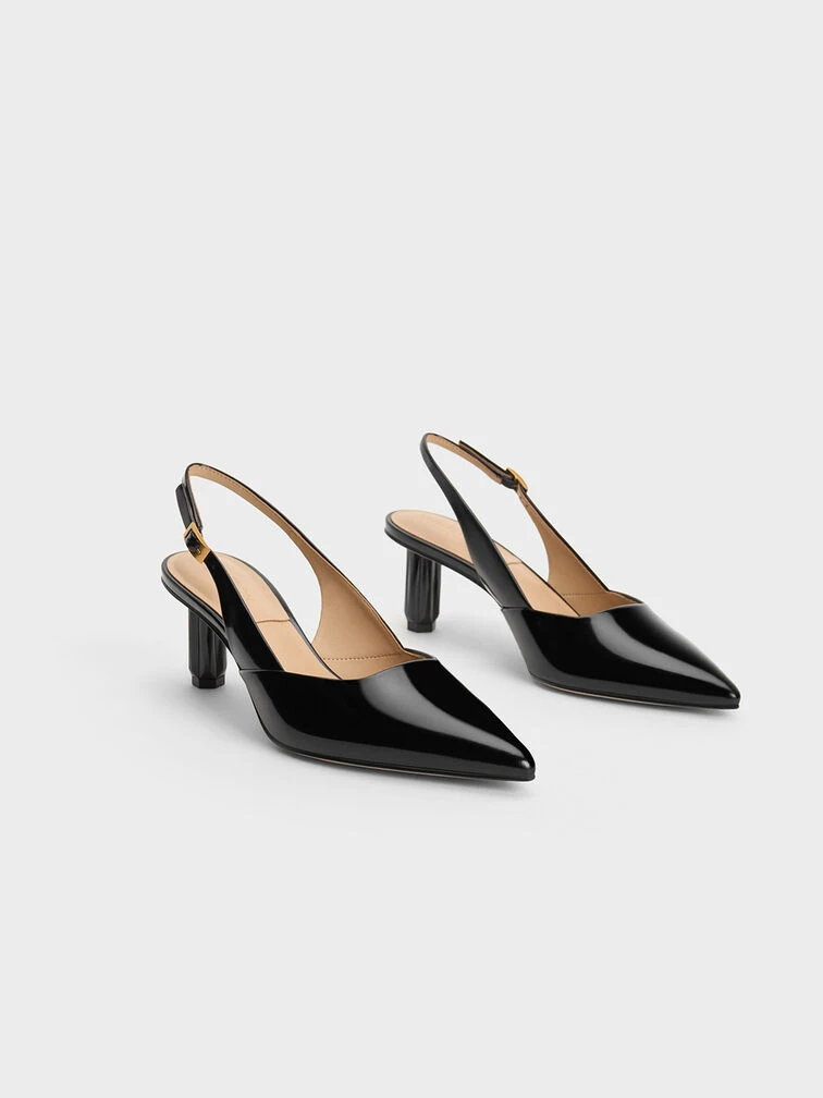 Geometric Heel Slingback Pumps 2 Geometric Heel Slingback Pumps - Image 2