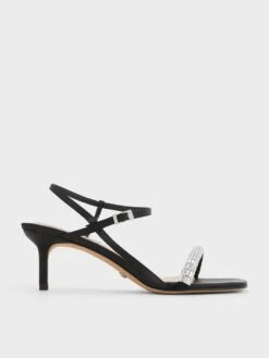 Recycled Polyester Gem-Embellished Ankle-Strap Sandals