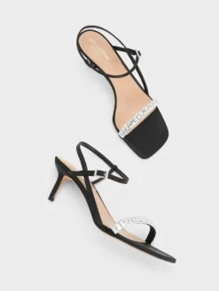 Recycled Polyester Gem-Embellished Ankle-Strap Sandals -Charles & Keith 2023 L7 SL1 60280454 B8 8
