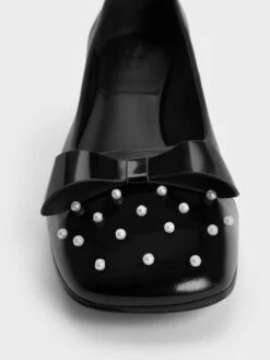 Pearl-Embellished Leather Bow Ankle-Strap Pumps -Charles & Keith 2023 L7 SL1 61790019 1 01 5